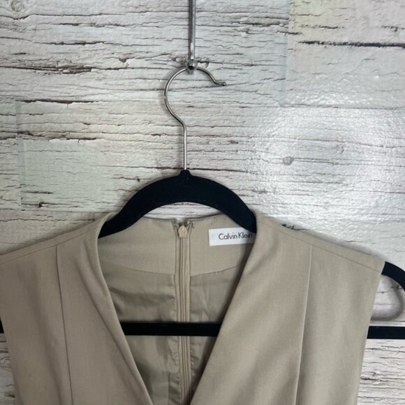 Calvin Klein career dress blue brown with belt size 6 - Picture 4 of 8